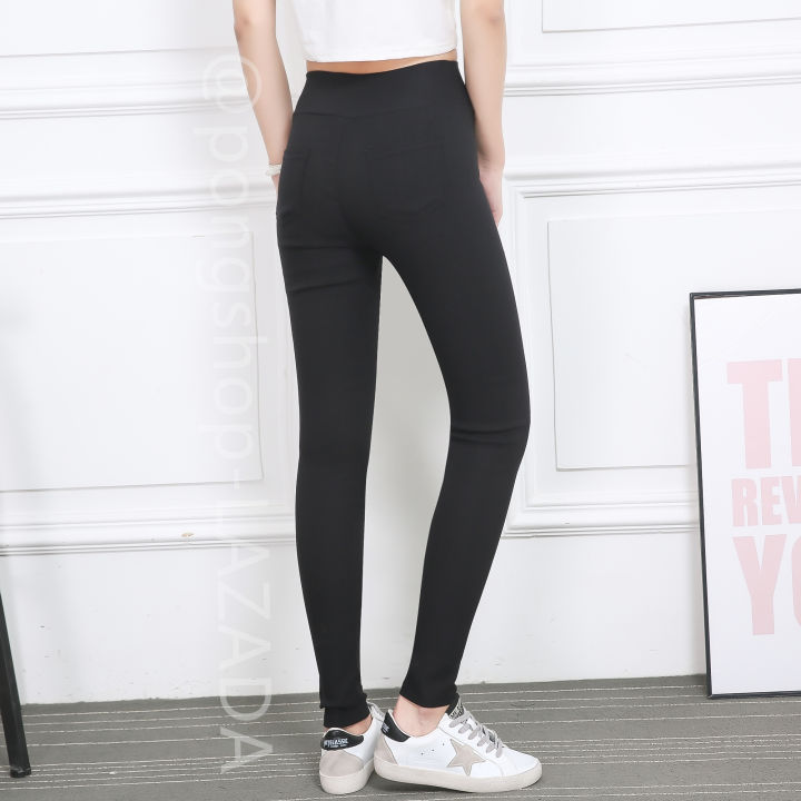 ส่งไว-กางเกงสกินนี่เอวยางยืดขายาวสีดำทรงผู้หญิงแฟชั่นสไตล์เกาหลีรุ่น963-pnshop-สินค้าของใหม่-มาจากโรงงาน
