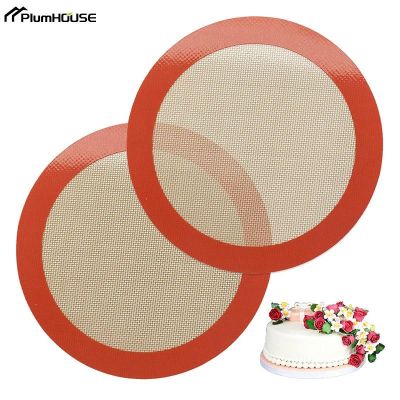 Non Stick Round Silicone Baking Mat Heat Resistant Cake Pan Liner Baking Sheets Pad Macaron Pizza Bread Cook for Oven Air Fryer