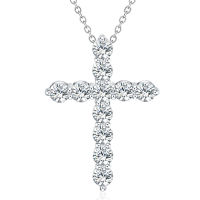 925 Sterling Silver Necklace 18 inch Shiny crystal Elegant cross Pendant For Women high quality Fashion Jewelry Christmas Gift