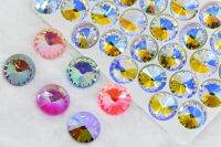 hotx【DT】 Rivoli Ab Glass Rhinestones Needlework Pointback Stones  Decoration Jewelry Making 8mm 10mm 12mm 14mm 18mm