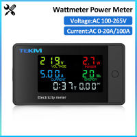 6 In 1 Wattmeter Power Energy Meter AC 100-265V LED Digital AC Electricity Meter 0-20เครื่องตรวจจับ100A โวลต์มิเตอร์แอมแปร์มิเตอร์