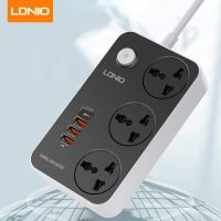 LDNIO รางปลั๊กไฟ 2Meter รางปลั๊กไฟอเนกประสงค์สำหรับเดินทาง 3USB และ 3 พอร์ตรางปลั๊กไฟป้องกันการโอเวอร์โหลด