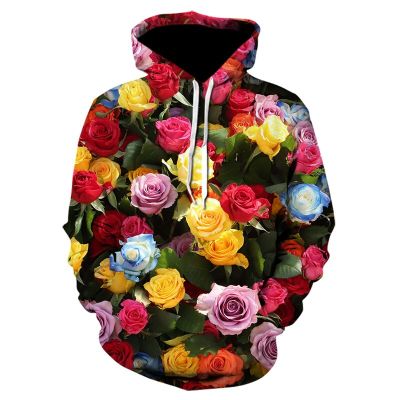 เสื้อผ้าผู้ชาย 2021 เสื้อกันหนาวฤดูใบไม้ร่วง 3Dพิมพ์ดอกไม้Hoodiesผู้หญิงHarajuku CasualตลกHoodie TopsคุณภาพสูงDrop Shipping
