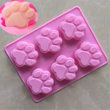 Food Grade Silicone Paw Print Mold, Reusable Dog Cat Animal Paw Ice Candy  Chocolate Baking Mold, Oven, Freezer, Dishwasher Safe(2pcs, Pink+light