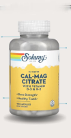 Solaray, Cal-Mag Citrate 2:1 Ratio, 180 Capsules