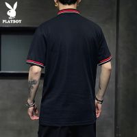 Playboy เสื้อโปโลแขนสั้น สีพื้น แฟชั่นฤดูร้อน สไตล์นักธุรกิจ สําหรับผู้ชาย