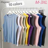 เสื้อกล้ามผู้ชายผ้าฝ้ายสีทึบโอเวอร์ไซส์3XL สะโพก-Pop-Ins เพาะกายแขนกุดทรงแบ็กกี้ระบายอากาศเสื้อยืดเรียบง่ายลำลอง