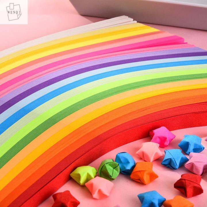 WENQI Hand Fold Gift DIY Quilling Lucky Star Colorful Paper Strip