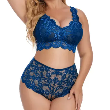 Cheap New Ultra-thin CD Cup Flowers Embroidery Bra Set Sexy Lace Hollow  Transparent Underwear Women Plus Size Brassiere Panties Sets