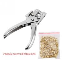 1Set Rivet Setter Punch Pliers Belt Holes Eyelet Setting Tool with 100pcs Easy Press Hollow Grommets Eyelet Setting Pliers  Pliers