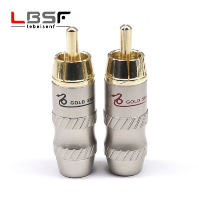 10pcs/5pairs Copper Gold-plated RCA Male Lotus Female Soldering Plug RCA Lotus Head AV Audio and Video RCA Terminals