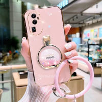 เคสสมาร์ทโฟนสุดหรูสำหรับ OPPO Reno 10 Pro Pro + Plus 8T A98 A78 NFC 4G 5G 2023ใหม่แฟชั่นผู้หญิงสไตล์เคสโทรศัพท์มือถือชุบพร้อมฝาครอบป้องกันขาตั้งน้ำหอมสร้อยข้อมือเคสนิ่ม