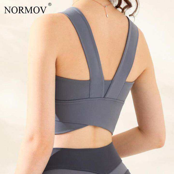 normov-fitness-bra-shockproof-breathable-push-up-sports-vest-gather-back-hollow-high-quality-asymmetrical-hem-running-bras-women