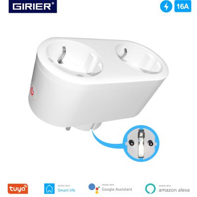 Wifi Smart Dual Socket 16A with Energy Monitoring Function  Wireless Remote Plug Outlet  Works with Alexa Google Home Smart Life Ratchets Sockets