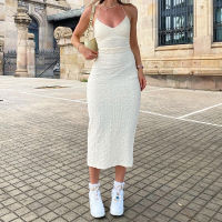 White Long Maxi Dresses Woman Elegant Summer Fall Fashion Vacation Party Backless Bodycon Dress Sleeveless Casual Solid Robe