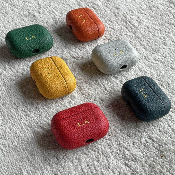 luxury-lychee-skin-pattern-earphone-case-for-airpods-pro-2-personalized-initials-letters-customize-for-airpods-1-2-pro-3-cover-wireless-earbud-cases