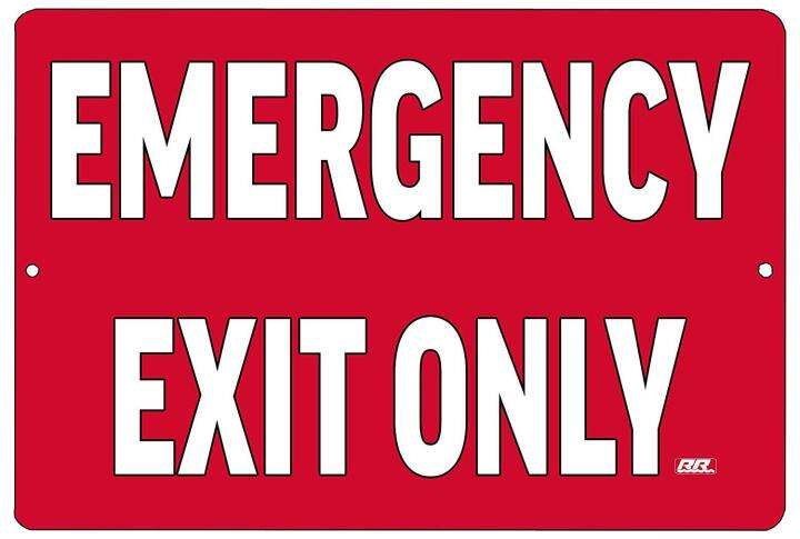 Warning Emergency Exit Metal Tin Sign Business Retail Store Home Large ...