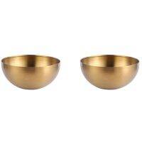 2X Large Capacity Stainless Steel Salad Bowls Korean Soup Rice Noodle Ramen Bowl Kitchen Food Container,Gold,20X9CM