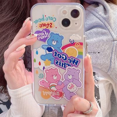 เคสโทรศัพท์มือถือแบบใส ลายหมีสายรุ้งน่ารัก สําหรับ 14/14pro/14plus/14promax/  7 8 7plus 8plus 11 12 X XS XR XSMAX 11pro 12promax 11promax 12promax 13 13pro 13promax