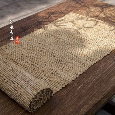 （HOT) ผ้าชาแฮนด์เมดสไตล์ญี่ปุ่นผ้าตกแต่งผ้าป่าผ้าชาเซนสีอ่อนผ้าชา ผ้าคาดโต๊ะผ้าลินิน