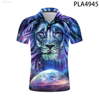 【high quality】  Ropa De Hombre Fashion Casual Summer Short Sleeve New 3d Printed Men Shirts Lion Animal Series Streetwear Polo Homme Tops