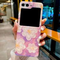 KISSCASE เคสโทรศัพท์ภาพดอกไม้ภาพวาดสีน้ำมันกระจกแบบมินิมอลสำหรับ Samsung Galaxy Z Z Flip 5 5G เคสกล่องกันกระแทกแฟชั่นมินิมอลสำหรับ Samsung Z Flip5ฝาครอบเคส iPhone X