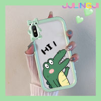 Jjlingji เคสสำหรับ Xiaomi Redmi 9A เรดมี่9I เคสลายการ์ตูนไดโนเสาร์น่ารักสีสันสดใสน่ารักสัตว์ประหลาดน้อยเลนส์กล้องถ่ายรูปแบบนิ่มซิลิโคนเคสกันกระแทกแบบใสเรียบง่ายเคสป้องกัน