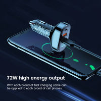 Olaf 72W Car Charger 3พอร์ต PD QC 3.0 USB C Fast Charging Car Phone Adapter สำหรับ Xiaomi Samsung Quick Car Phone Charger