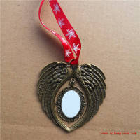 sublimation christmas ornament charm angel wings shape blank heart transfer printing consumables supplies 15pieceslot