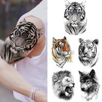 【YF】 Lion Tiger Cool Temporary Tattoo Sticker Fashion Wolf Waterproof  Animal Body Art Arm Fake Removable Tatoo Men Women Personality