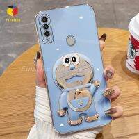 เคสโทรศัพท์โดราเอมอนชุบ6D อย่างหรูหราสำหรับ OPPO A58 A31 A7 A5S A12 A15/A15S A16 A77 A77S A17 A17K A57เคสฝาหลังแท่นวางโทรศัพท์4G