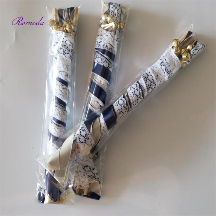 50pcslot-navy-blue-and-cream-stain-ribbon-wedding-ribbon-stick-with-lace-wedding-ribbon-wands-ribbon-twirling-streamers