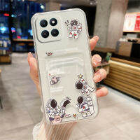 เคสมือถือใสดูหรูหราสำหรับ Honor X6A 2023ลายหมีน่ารักกระเป๋าใส่บัตรปลอกอ่อน X6a เกียรติยศ/X5พลัสนักบินอวกาศฝาครอบหลังซิลิโคนกันกระแทก X5Plus