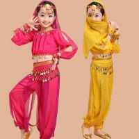 ►☈ Childrens 1St Childrens Belly Dance Suit Costume Girls Indian Dance Childrens Performance Lantern Long-Sleeved Bright Pants