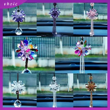 Car Rear View Mirror Hanging Accessories Artificial Crystal Flower