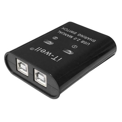 IT-Well USB Printer Sharing Device, 2 in 1 Out Printer Sharing Device, 2-Port Manual Kvm Switching Splitter Hub Converter