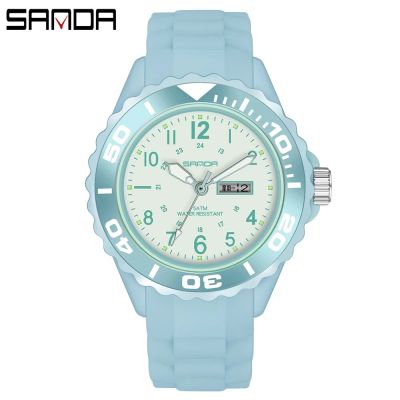 Sanda 1053 ใหม่ นาฬิกาข้อมือควอตซ์แฟชั่น สายซิลิโคน กันน้ํา สไตล์สปอร์ต สําหรับสตรี