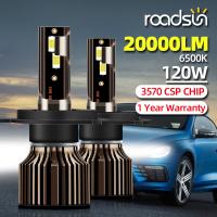 roadsun H4 LED Headlight H1 H7 H8 H9 H11 9005 HB3 9006 HB4 Car Led Lights 20000LM 120W 6500K CSP Chip Hight Low Beam Fog Lamp Bulbs  LEDs  HIDs