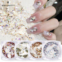 BORN PRETTY 1กล่องเล็บ Glitter เลื่อมสีแดงสีฟ้าเลเซอร์ Flakes ตกแต่งเล็บ DIY อุปกรณ์เสริม