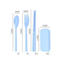 4PCS/Set Cutlery Lunch Kitchen Accessories Travel Wheat Straw Dinnerware Set Chopsticks Portable Fork