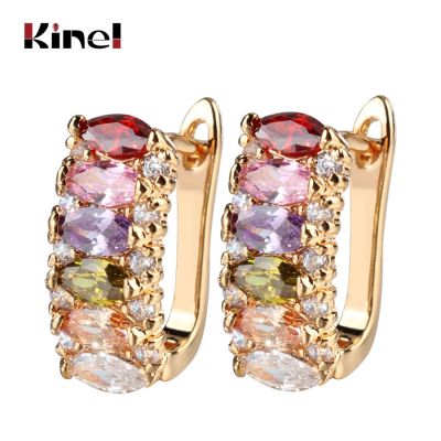 {LTATA- temperament} Kinel Drop Shipping หรูหราหูข้อมือต่างหู6ชิ้น Marquise CZ ที่เกิดขึ้นสดใสดอกไม้ต่างหูสตั๊ดกับเพทายหินผู้หญิงของขวัญ