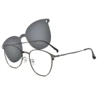 แว่นตากันแดดแม่เหล็กผู้ชายแว่นตาคลิปแว่นตาโพลาไรซ์ TR90กลมแว่นตาย้อนยุคผู้หญิง UV400กรอบแว่นตาตามใบสั่งแพทย์