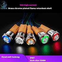 YZWM 22mm Metal Button Self-locking Switch Ring LED Lamp Angel Eye 15A with Indicator Light Current 12 24 220 V Four Legs