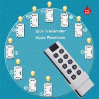 ERTU ใหม่1/2/3/4/6/8/10แก๊งค์433Mhz ไฟสวิตช์ไร้สายอัจฉริยะ RF รีโมทคอนโทรล110V 220V ปุ่มรับสัญญาณโฮมปุ่มโคมไฟติดเพดานขายดี