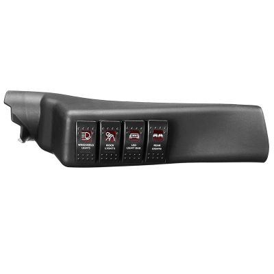 for Wrangler JK 2011-2017 Car A-Pillar Switch Pod Panel with 4 Rocker Red Light Left Side Switch Panel