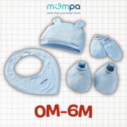 SET NGẪU NHIÊN bao tay chân mũ yếm sơ sinh cho bé Mompa vải sợi tre mềm