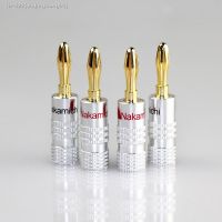 ☋✆▥ 4pcs Banana Connector 4mm Speaker banana plugs 24K Copper gold plated 4mm Banana Jack match with 4mm binding post