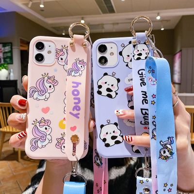 「Enjoy electronic」 Phone Holder Case For iPhone 12 7 8 6 6S Plus X XS XR XS Max 11 11Pro Max Girl cute phone Cat Rabbit Wrist Strap Case