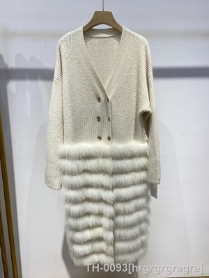 □□✠ hrgrgrgregre Camisola grande colorida de pele raposa real para mulheres casaco longo feminino decoração primavera outono comprimento 100cm