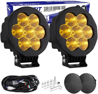 BANSIT LED Round Offroad Lights, 6inch Yellow LED Round Driving Lights LED Pods Light 210W 21600LM Super Bright Driving for Truck ATV UTV SUV Car Boat Yellow 6 INCH